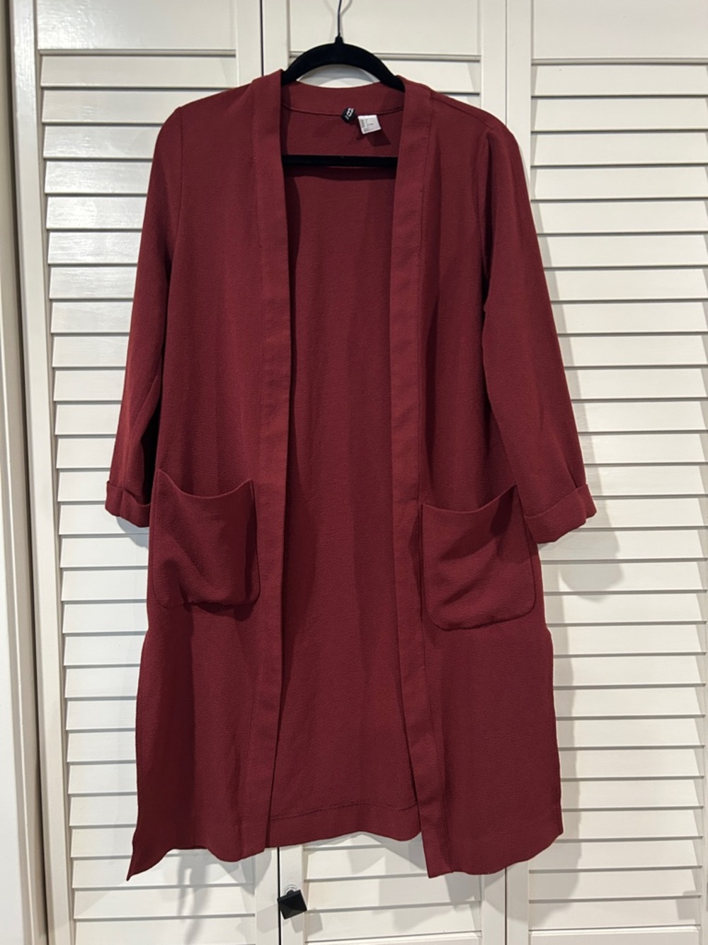 H&M Divided Maroon Open-Front Duster Cardigan Size 8